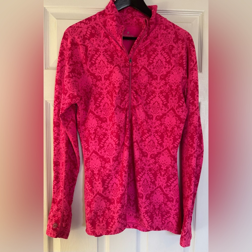 Athleta Fuchsia Patterned Workout Jacket Size M - image 1